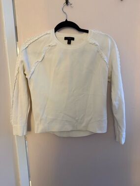 J. Crew Ivory Lace-Trim Crewneck Sweater